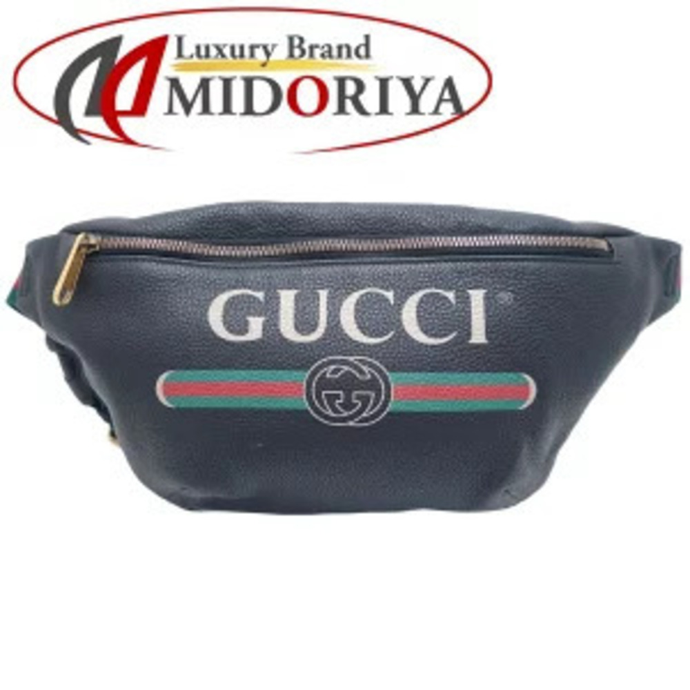 Gucci Logo Belt Bag Sherry Body Bum Crossbody Belt Leather Black